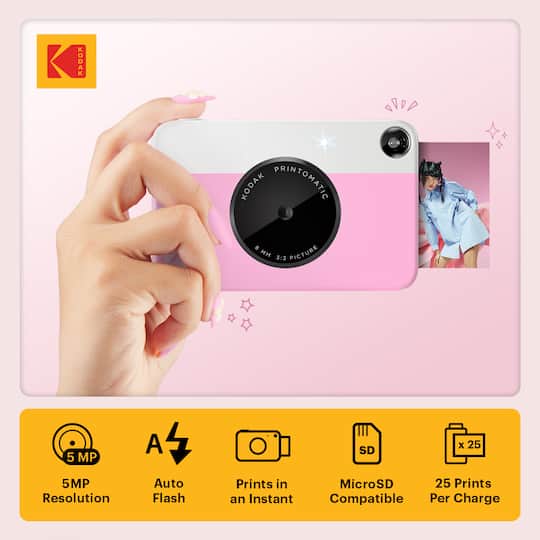 KODAK Printomatic Pink 5MP Instant Print Camera